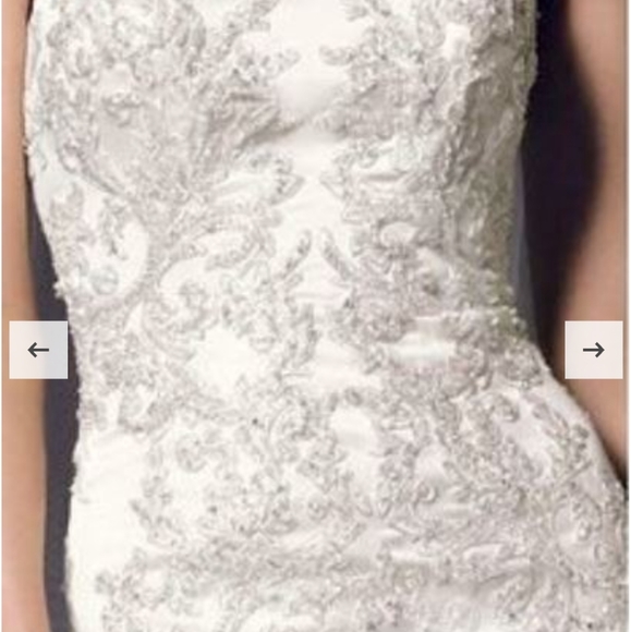 Oleg Cassini Satin Lace Strapless Wedding Dress! Never worn! Size 10 - Picture 6 of 13